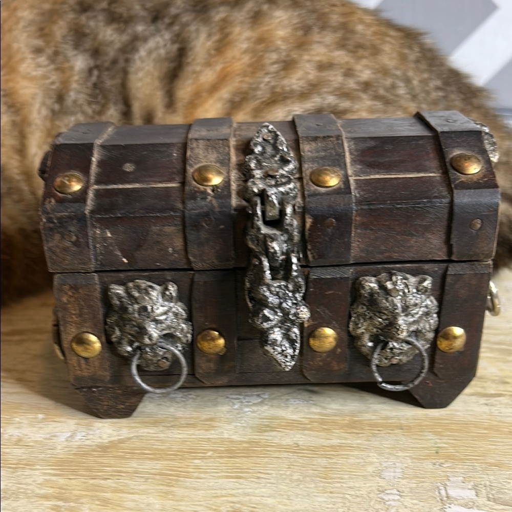 Vintage Wooden Trinket Box with Silver Accents - Picture 2 of 5